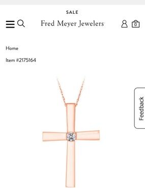10K Rose Gold Cross Pendant Necklace with Diamond